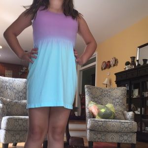 blue and purple dress